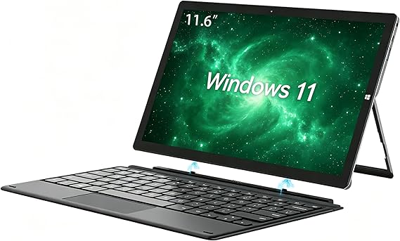 2 in 1 Laptop Windows Tablet, 11.6" Touchscreen Tablets with Keyboard, 6GB RAM 128GB SSD, 2.7GHz, WiFi-2.4G/5G, BT4.2/HDMI/USB3.0/Dual Camera/SD Card Slot