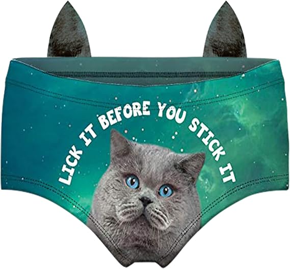 Ubrand RUNYNXIN Funny low-waisted Ears Underwear-Sexy for Women Gifts(ERDNK004G-L,Cat's ear2),Large