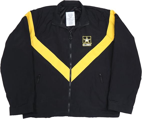 USGI Military Men's APFU Jacket Army Black and Gold PT Fitness Windbreaker Genuine Issue