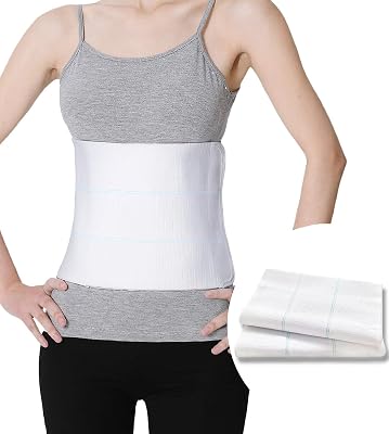 S 2 Pack Abdominal Binder Post Surgery Stomach Compression for Men and Women, Tummy Tuck Belt Belly Band Stomach Wrap, High Elasticity, Breathable - 45 - 60 3 PANEL - 9 WHITE