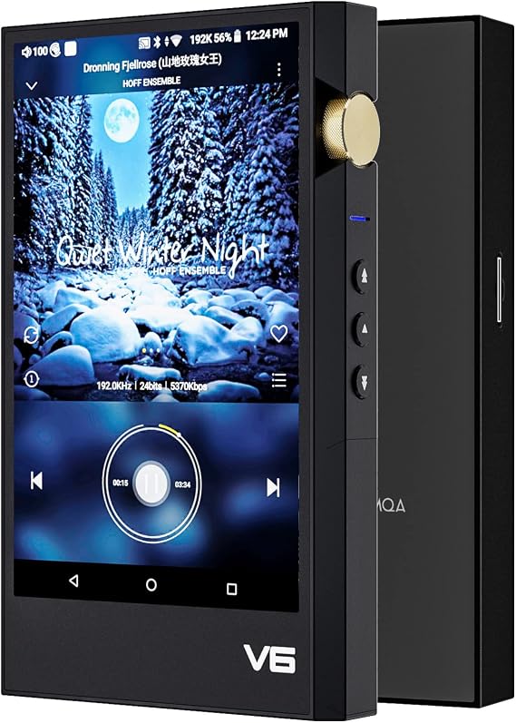 TempoTec V6 Hi-Res Digital Audio Music Player,HiFi Player DAP,Portable high Resolution Audio Player, DSD MQA, Dual ak4493SEQ, Two Way Bluetooth,4500mAh Battery, 4.4mm/3.5mm (Golden Volume Wheel)
