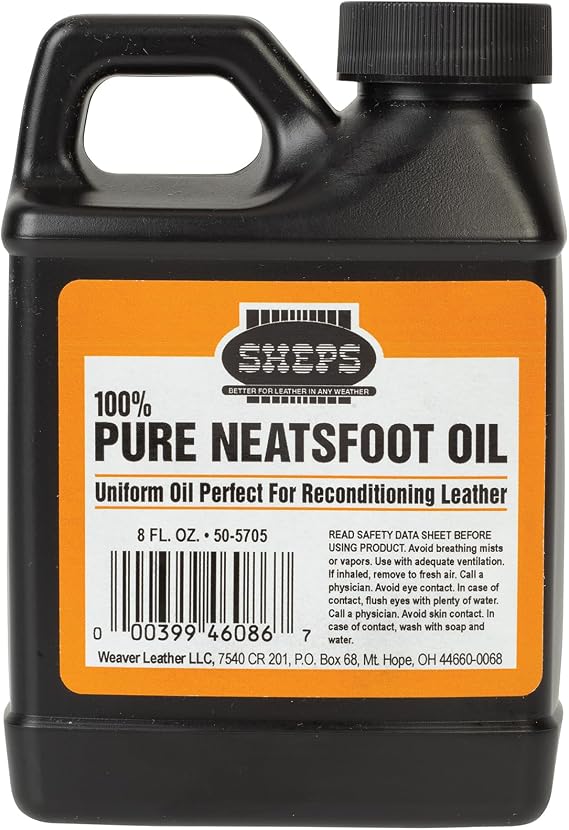 Sheps Pure Neatsfoot Oil, 8 oz, Neutral, Premium Leather Reconditioner & Preserver, Neatsfoot Oil for Leather Saddles, Boots, Belts, Work Shoes & More