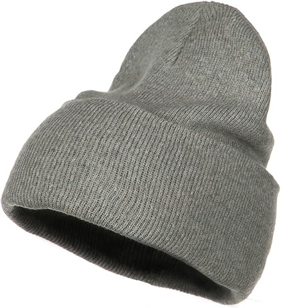 Big Size Stretch ECO Cotton Long Beanie - Grey OSFM