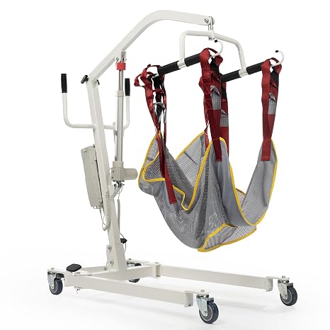 Electric Patient Lift, Sit to Stand Lift for Elderly, Lift Sling with Head Support, Medical Transfer Lift, for Home and Hospital Use Seniors Easy-Assembly, Emergency Stop, 500lb Capacity