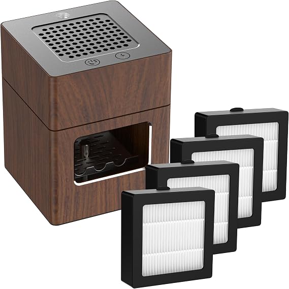 Smokeless Ashtray(Dark walnut) and Filter(4 pack)