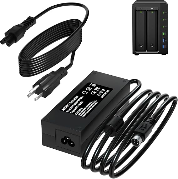 12V Power Cord for Synology Disk Station Compatible with DS410 DS410j DS411 DS411J DS412 DS412 + DS416 DS418 DS918+ DS923+ DiskStation Network Storage NAS Server Power Adapter Charger