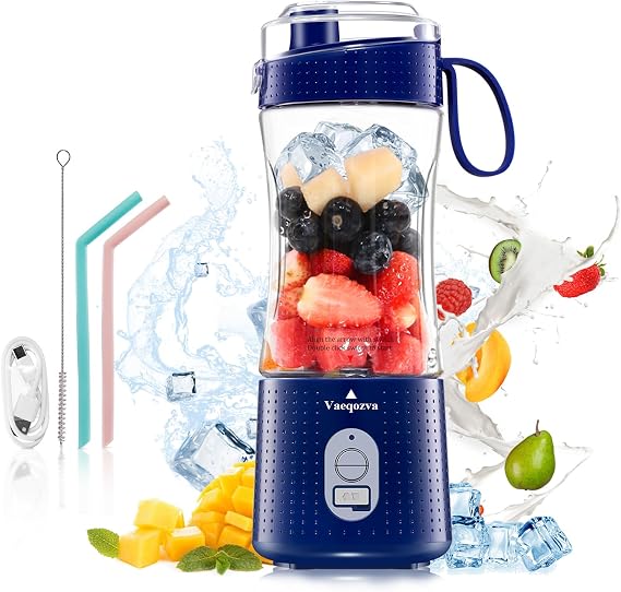 Portable Personal Blender for Shakes & Smoothies - Mini USB Rechargeable 16Oz Blender Cup for Travel & Sports