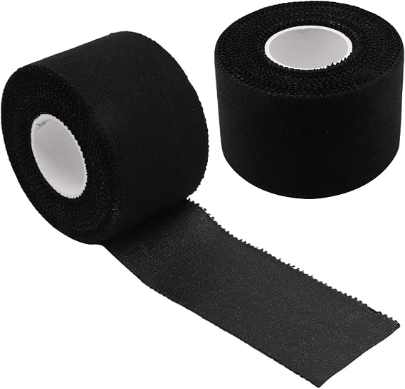 Athletic Sports Tape 1.5 Inch x 30ft, Elastic Athletic Wrist Ankle Tape Roll 2 Rolls, Black, 1.5 Inch x 10 Yards