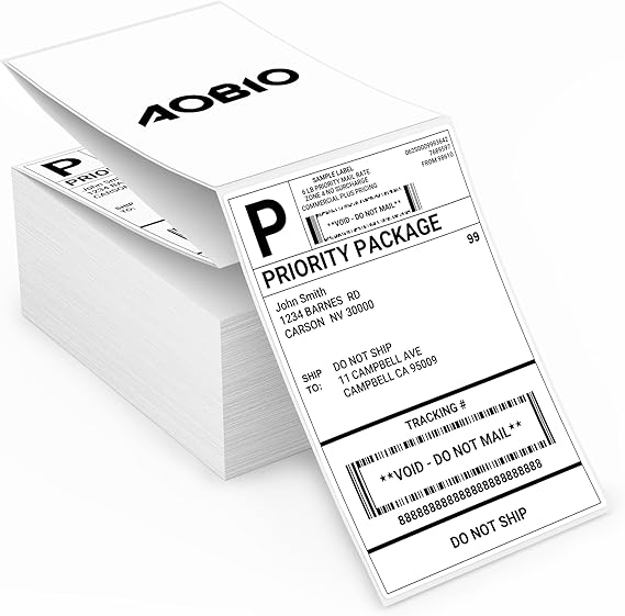 4X6 Direct Shipping Labels - Commercial Grade Thermal Printer Labels - Compatible with 4x6 Direct Thermal Printers