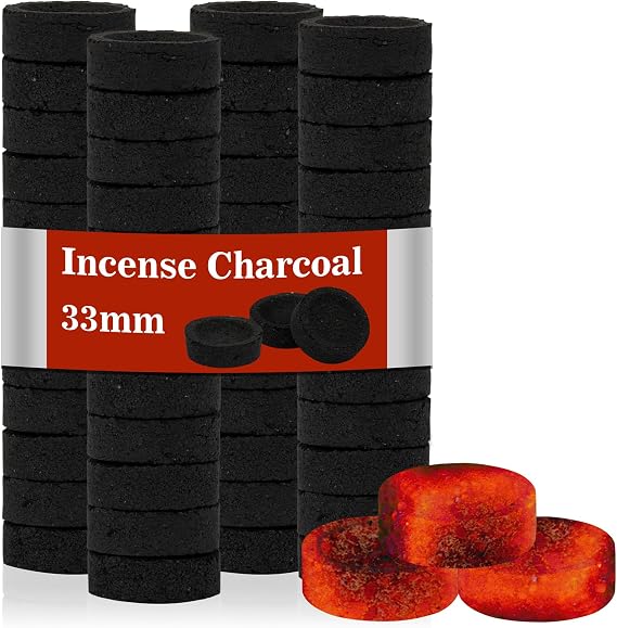 MAQIHAN 100PCS Incense Charcoal Briquettes - Quick Light Charcoal Dicsc