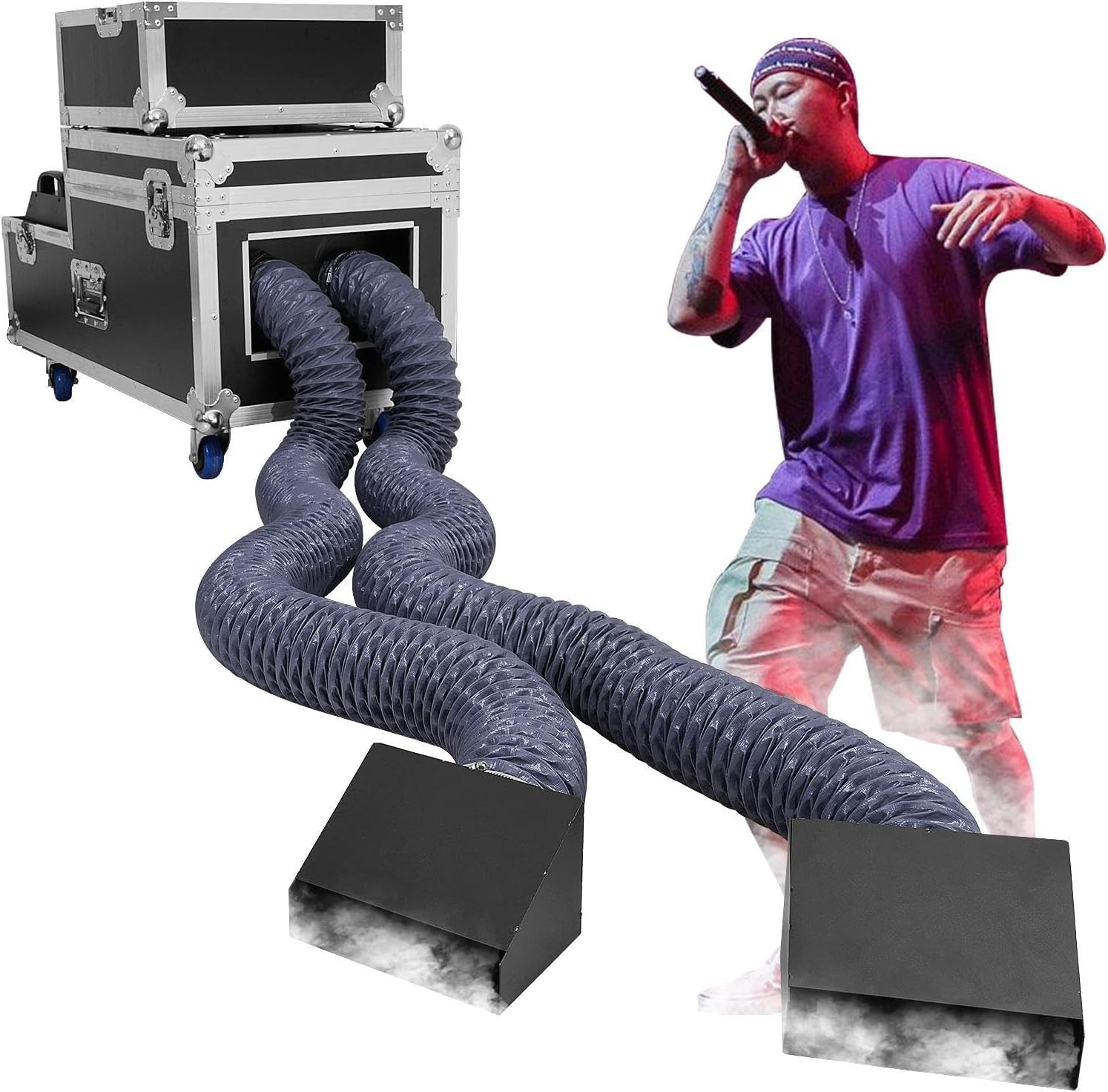 Low Lying Fog Machine 3000W WaterBase Smokes Machine Dry Ice Effect Haze Machine DJ,TouchscreenDMXRemote Fog Machine with Movable Flights Case & 2 Tube,for Concerts,Stages,Christmas,Halloween