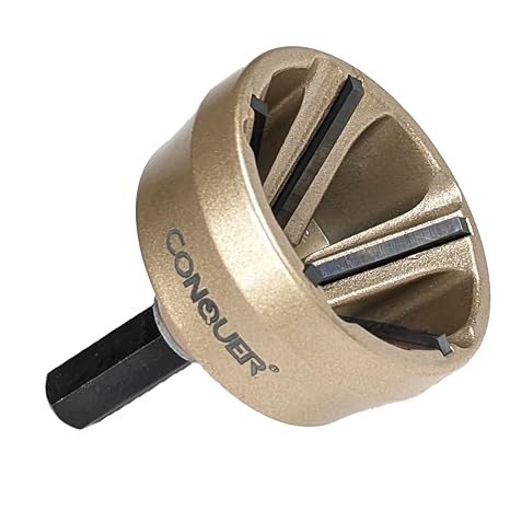 CONQUER Deburring External Chamfer Tool, Tungsten Blade, Fits 1/2"-1 3/8" | For Steel, Copper, Brass, Aluminum, PVC & Wood. 1/4" quick-release shank, spark-free 0-400 RPM. Repairs bolts, rods & pipes
