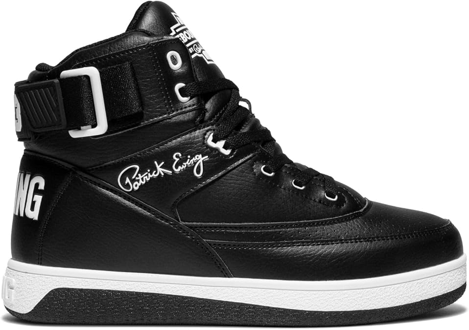 Ewing Patrick Athletics 33 HI x Orion Hybrid Sneakers for Men - High Top, Leather, Black/White, Comfortable & Durable