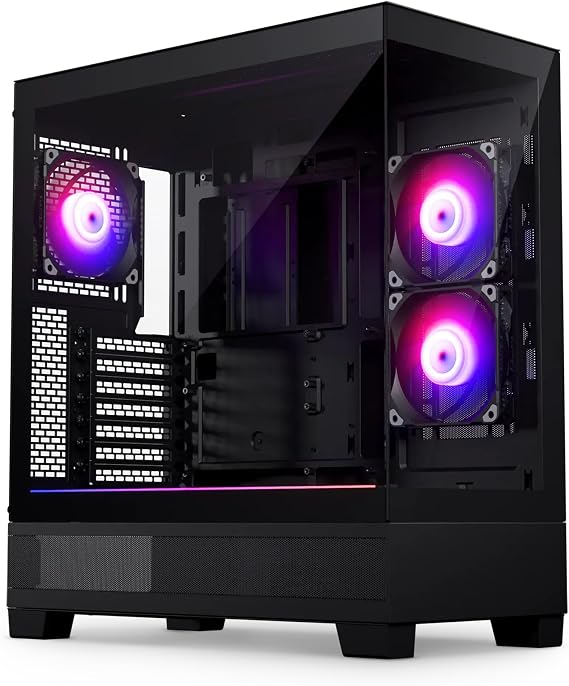 Phanteks XT View, Compact ATX Mid-Tower Gaming Chassis, Tempered Glass Front and Side Window, USB-C 3.2 Gen2, 3X M25-120 DRGB Fans Included(Black)