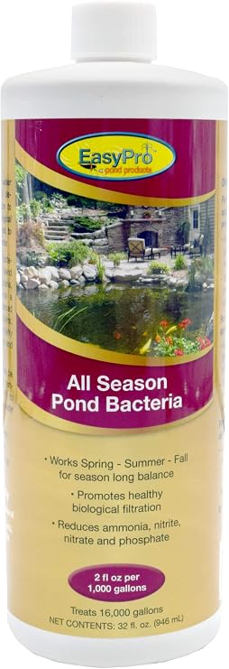 EasyPro ASB32 All Season Liquid Beneficial Pond Bacteria - 32 oz | Proven blend of natural and safe beneficial bacteria. Naturally promotes a healthy ecologically balanced ecosystem