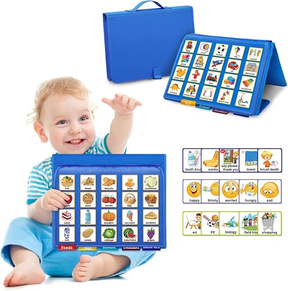 Boczif Visual Communication Book, Nonverbal Communication Board(Blue)