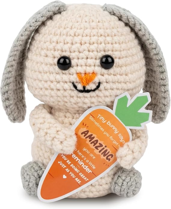 MHSMHL Mini Positive Crochet Animals Bunny, Graduation Gift for Her, Emotional Support Graduation Birthday for Daughter Bestie Him Her Teens Women