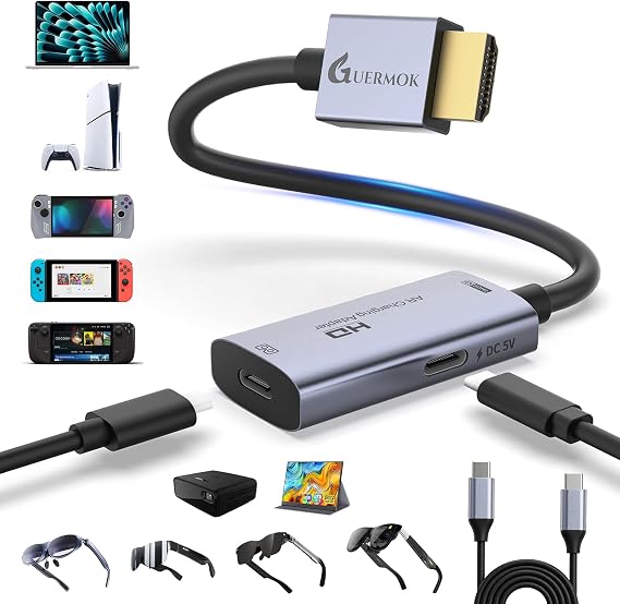 Guermok HDMI to USB C Video Display Adapter, 4.9ft AR Glasses Hub, 4K@60Hz