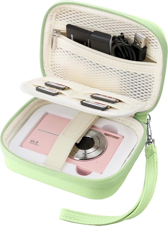Veki Digital Camera Case for Kodak PIXPRO FZ45/FZ55/C1, Compact Camera Bag for Accessories SD Card, Travel Carrying Storage Pouch for Sony/Casio/Canon IXUS/Panasonic/IXNAIQY/EJXHKNF/QIVORO(Green) | Compact Storage Pouch for Accessories SD Card, Travel Camera Case for Sony/Casio/Canon IXUS/Panasonic/IXNAIQY/EJXHKNF/QIVORO