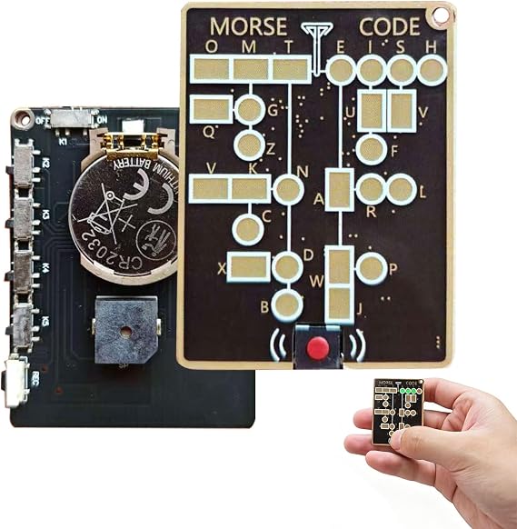 Morse Code Trainer Card Pro, Interactive LED & Audio Telegraph Practice Tool, Professional PCB Style, Real-Time Feedback, Record & Playback for Adult Encryption and Morse Learning