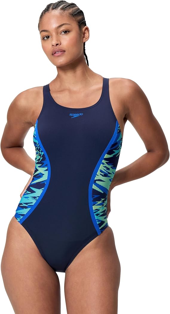 Speedo Womens Hyperboom Splice Muscleback Swimsuit Swimming Costume Peacoat/Deep Sapphire