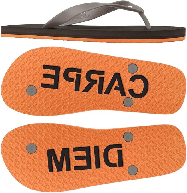 FlipSidez Mens CARPE DIEM sand imprint flip flops