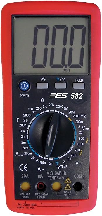 Electronic Specialties 582 Red 7.75" x 3.5" Deluxe Digital Multimeter