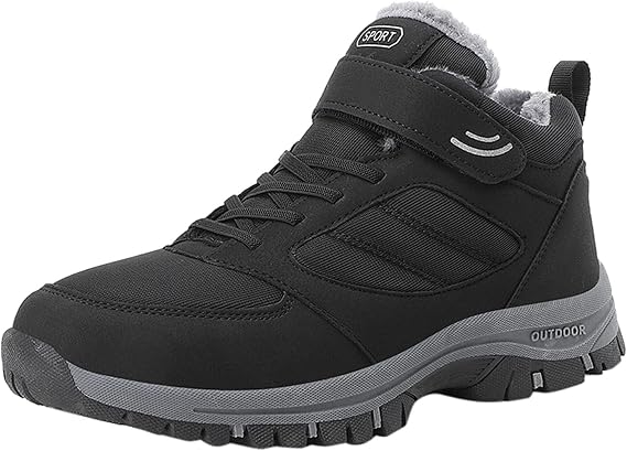 ZDLJYL Men's Snow Boots Outdoor Hiking Boots Warm Villi Boots Anti-Slip Trekking Shoes Waterproof Walking Boots Lightweight Gym Sneakers Buckle Fashion Boots