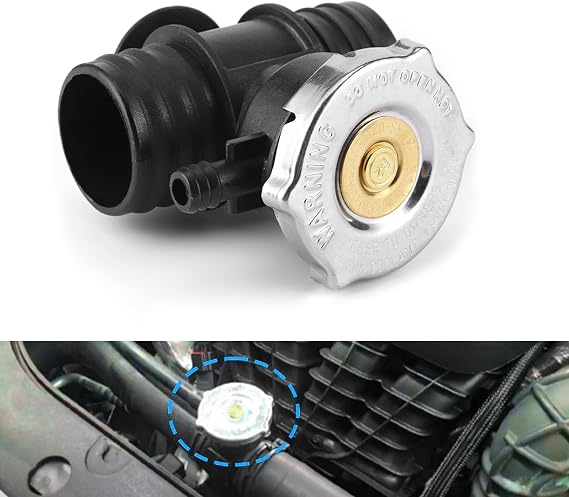 1 PC Car Radiator Cap Connector, Radiator Coolant Four-way Filler + Protective Cap, Replacement OEM #55116901A Accessories, Compatible with Chrysler 93-07 Dodge Wrangler Jeep (Black)