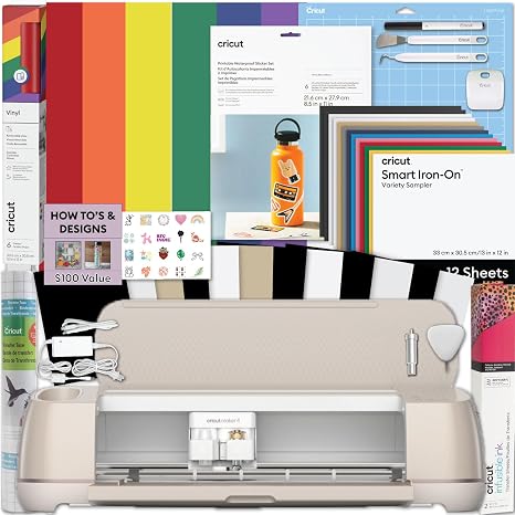 Cricut Maker 4 Machine Ultimate Bundle- Vinyl Sampler, Infusible Ink, Sticker Making Set, Iron-On Sampler Roll, Tools and Cutting Mats, Beginner Cutting Machine Set for Die-Cutting Projects