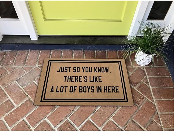 Welcome Mat with Rubber Back 30"(L) x 18"(W) Funny Doormat for Entrance Way Monogram Mats for Front Door Mat No Slip Kitchen Rugs and Mats (Just So You Know There's Like A Lots Of Boys In Here)