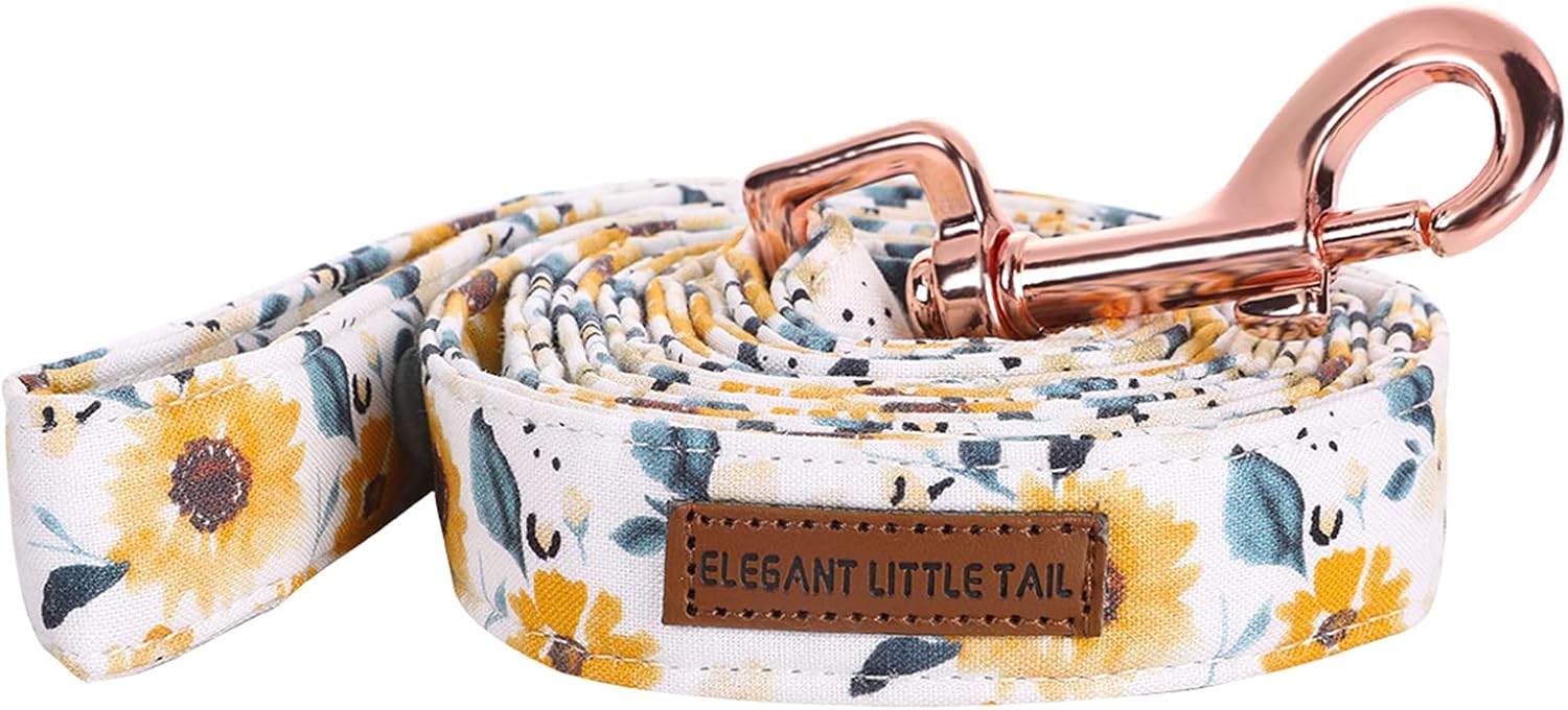 Elegant little tail Sunflower Print Strong Dog Leash, Girl Dog Leashes with Soft Handle Durable Puppy Leashes for Small Medium and Large Dogs