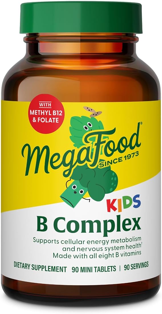 MegaFood Kids Vitamin B Complex, Cellular Energy Support, 90 Mini Tablets