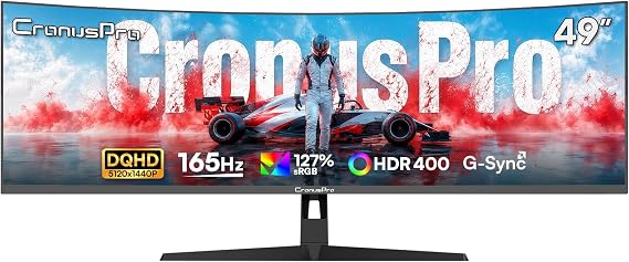 49 Inch Ultrawide Curved Monitor, DQHD 5120x1440, 165Hz, 1ms MPRT