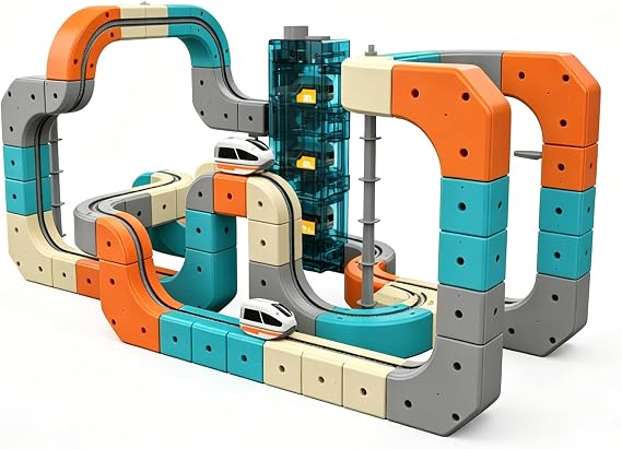 Train Sets, DIY Modular Cube Track Set, Auto Elevator & Track Switch