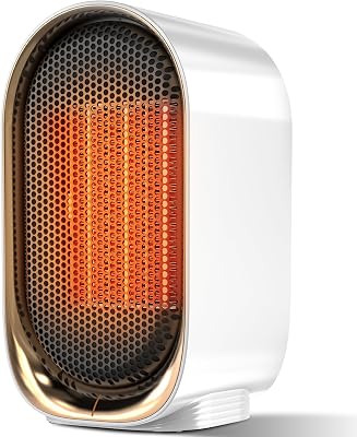 QQT Space Heater,Portable Mini Energy Efficient Space Heaters for Indoor Use,2-Speed Portable Heater Fan for Office with Adjustable,Triple Protection,Suitable for Bedroom, Office and Indoor UseWhite