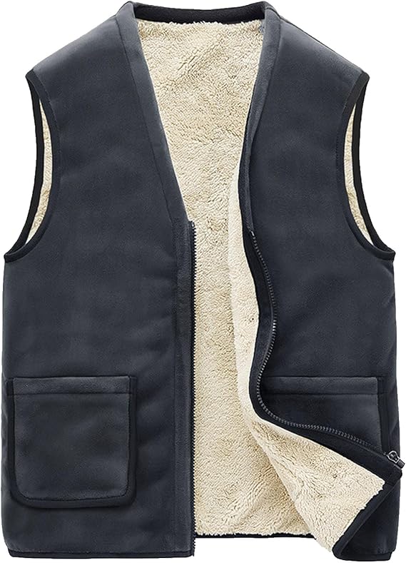 Mens Padded Gilet Lightweight Body Warmer Comfortable Vest Quick Drying Fleece Lined Winter Waistcoat for Outdoor Sport Running Walking Travelling Hiking