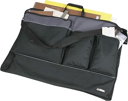 ArtBin 6902SB Tote Folio XL Artist Portfolio, Extra Large Fine Art & Sketchpad Organizer with Carrying Strap, [1] Portable Poly Canvas Bag, Black