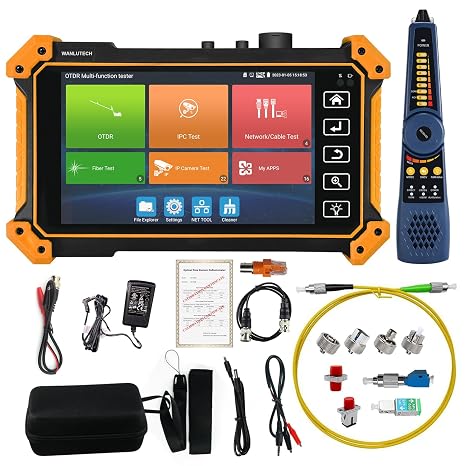 OTDR Fiber Optic Tester IP Camera Tester OTDR 1310/1550nm 28/26dB 5.4" Touch Screen Built-in OPM OLS VFL Event Map 4K IP Camera Test Cable Tracker/PoE/RJ45 Cable TDR Test,MT-5500