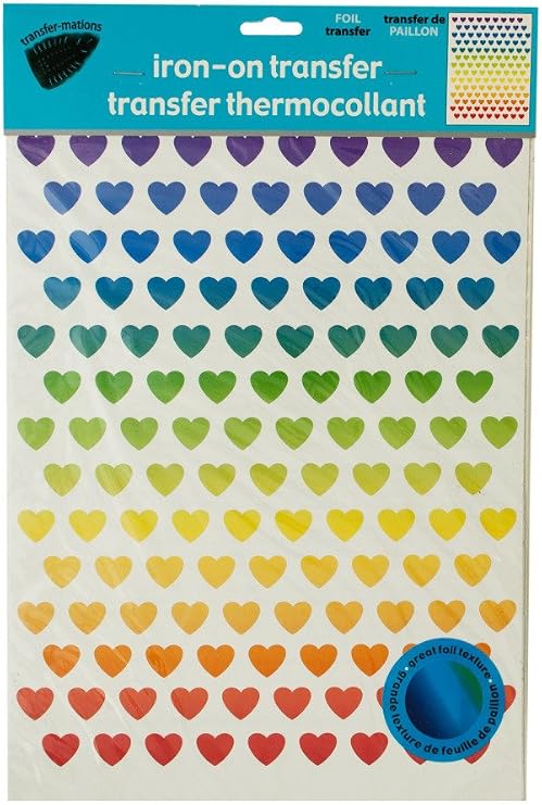 Kole Iron-On Foil Rainbow Hearts Transfers Set