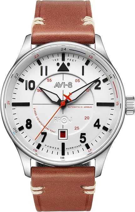 AVI-8 Men's 43mm Hawker Hurricane Kent Automatic Ve-Day 80th Limited Edition Watch with Leather Strap AV-4094