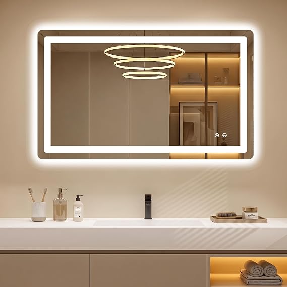 LED Bathroom Mirror with Lights, 24 x 40 Lighted Vanity Wall Mirror