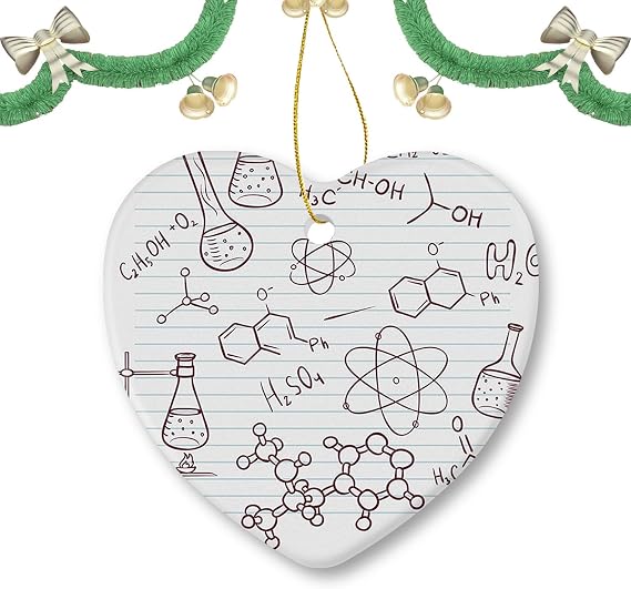 Christmas Ornaments Chemistry Science Cute Ceramic Ornament Porcelain Tree Ornament Decorations Keepsake for Holiday