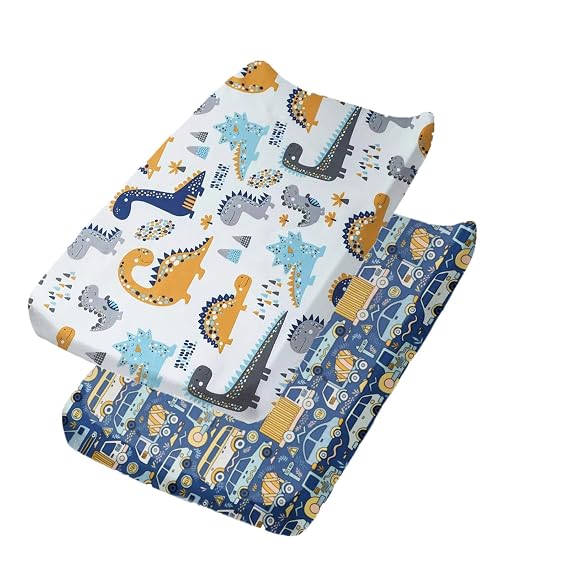 2-Pack Cotton Changing Pad Covers for Girl, Boy, Neutral
