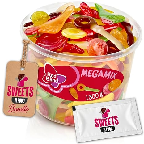 Red Band Fruit Gum Tins Liquorice Acid Tongue Mushroom Shoes Dummies & More Bulk Pack (Mega Mix 1300g)
