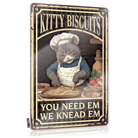 Old Signs メタル ヴィンテージ キティ ビスケット We Knead Em You Need Tin Sign キッチン装飾とアクセサリー Wallgroovy ホームデコレーション ファームハウス デコ オフィス デスク 女性用 かわいい 男性 洞窟 壁 装飾 ホームデコ メンズ 30X40cm