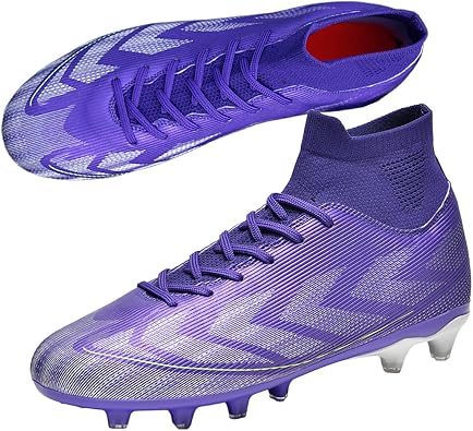 HESBITEUL Mens Soccer Cleats Indoor: AG Football Boots Athletic Breathable for Outdoor - Indoor Futsal Socking Boots for Youth Professional Training