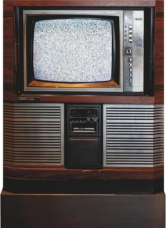 SP12904 Retro 80s Vintage CRT Old Wood Frame Box TV Television Static Noise Cardboard Cutout Standee Standup