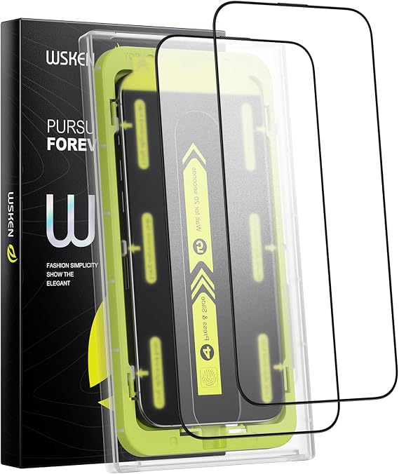 WSKEN for iPhone 15 Pro Matte Screen Protector,[Auto-Dust Removal] Anti-Glare No Fingerprints 2.5D Full Coverage HD Tempered Glass Film Bubble Free with Dust Clean Easy Installing House, 2 Pack