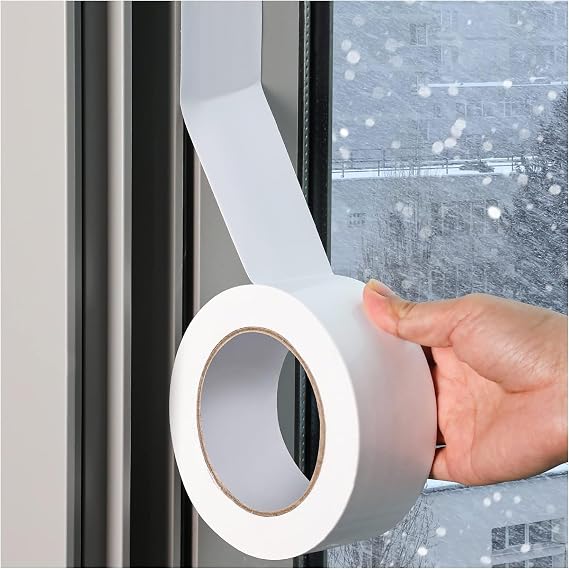 Aputue Pencere hava sızdırmazlık bandı, 5cm 20m Hava Yalıtım Bandı, Rüzgar ve Toz Geçirmez Yalıtım Filmi, Kalıntı Bırakmayan Beyaz Pencere Bandı, Kapı ve Pencereler için Hava Yalıtım Şeridi